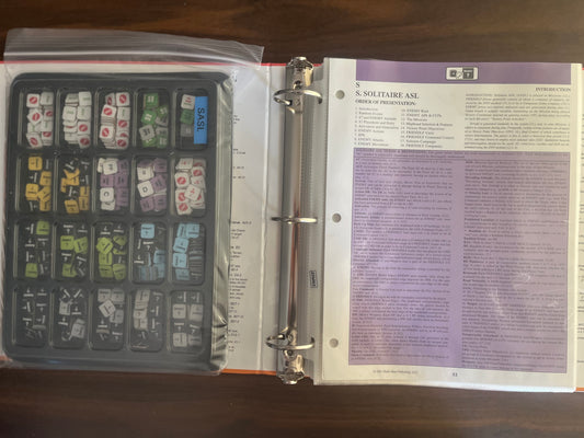 Solitaire ASL (2nd Edition) Rules in Binder, counters punched