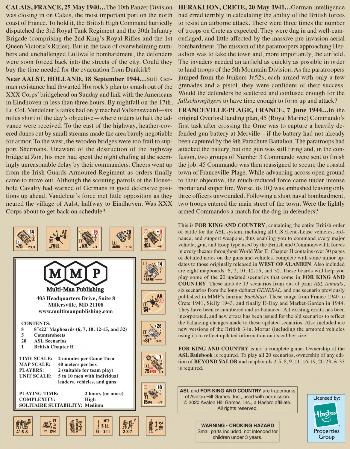 For King and Country, Module 5a (British OoB)